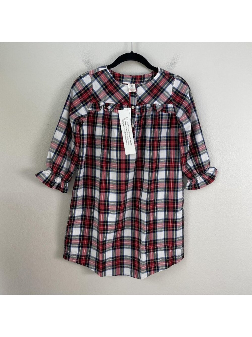 NEW Crewcuts Gown Girls 10‎ Tartan Plaid Flannel Sleepwear Long Sleeve Nightgown